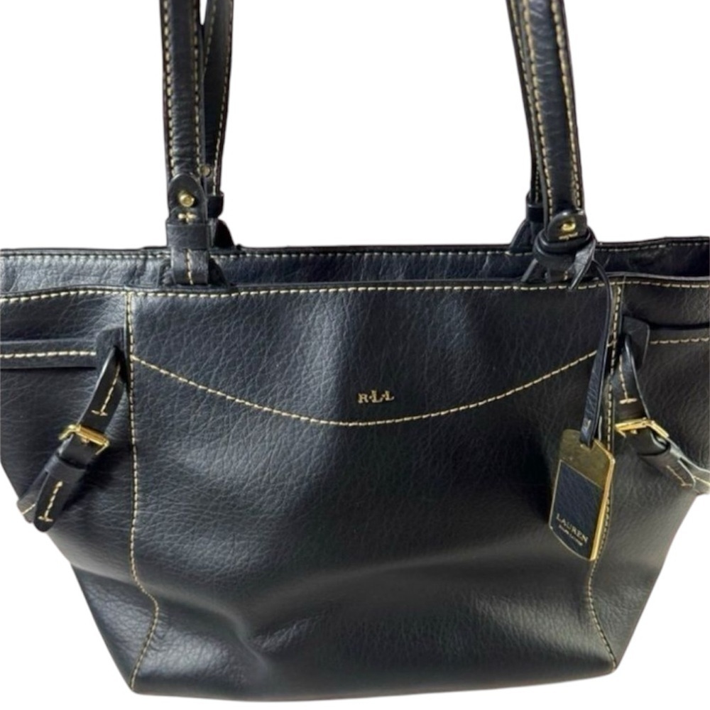 RALPH LAUREN black leather sheldon tote handbag